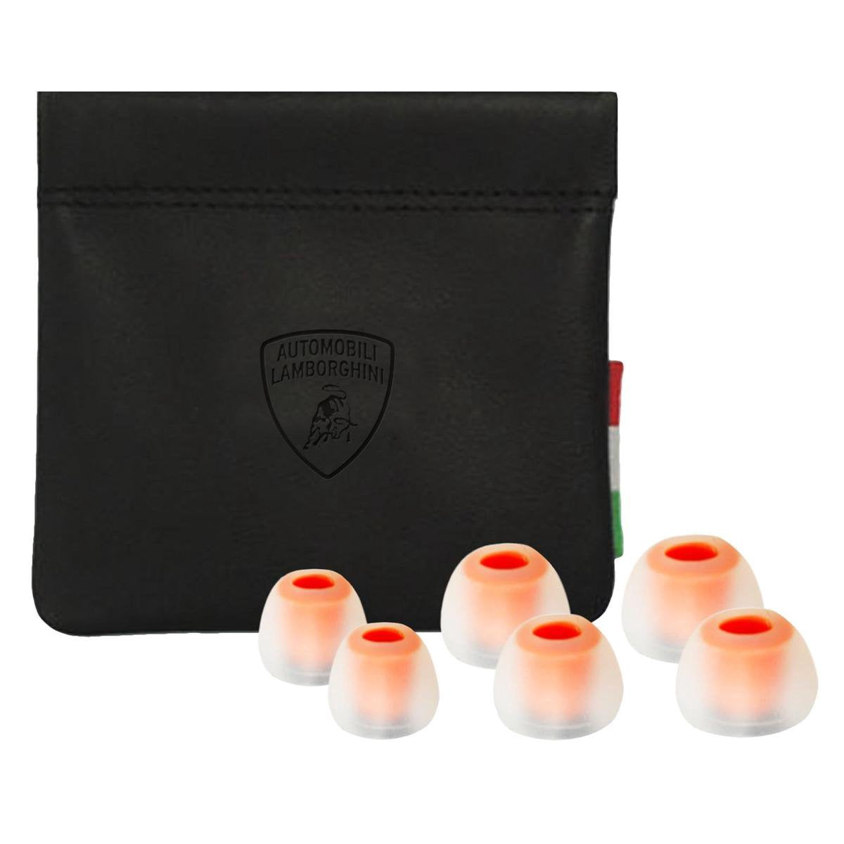 Lamborghini zwart oranje deluxe oordopjes met opbergzakje