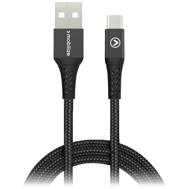 Mobilize Strong Nylon Cable USB to USB-C 1m. 15W Black