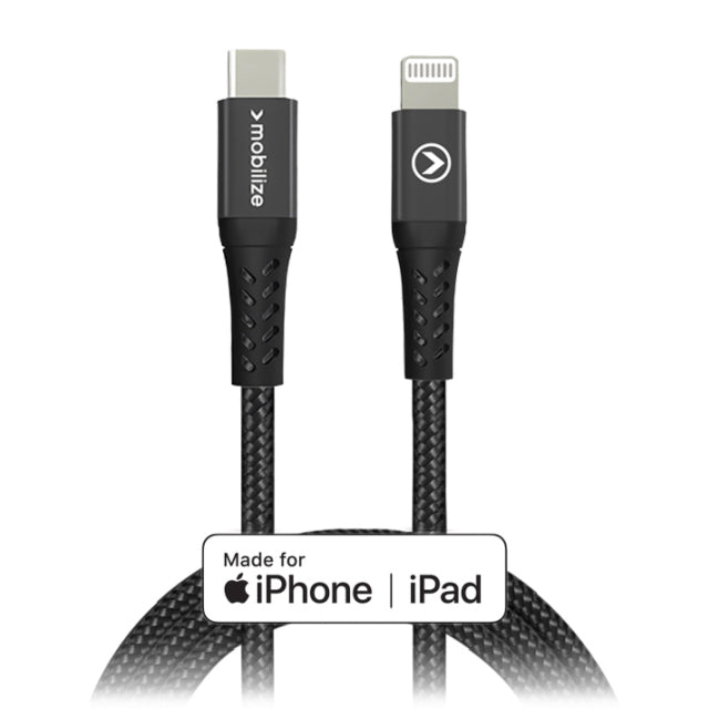 Mobilize Strong Nylon Cable USB-C to MFi Lightning 1m. 60W Black