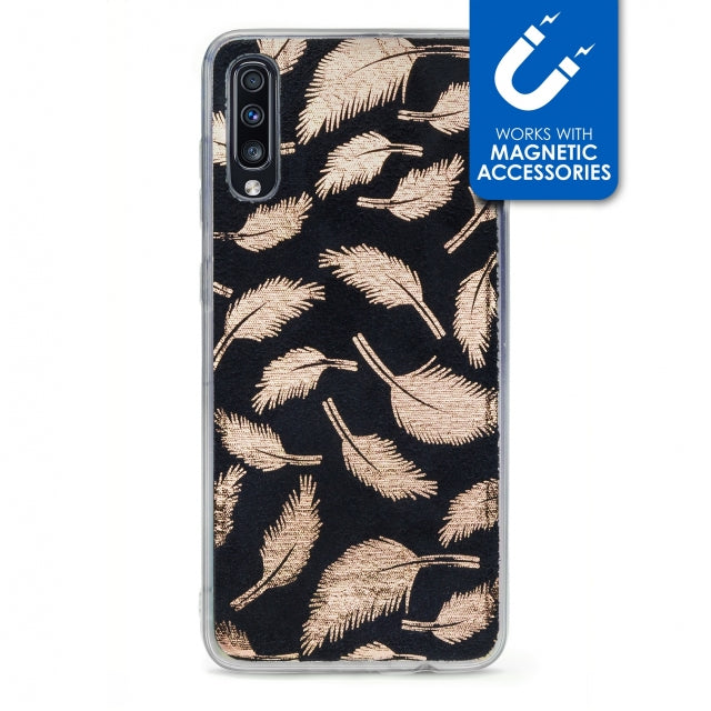 My Style Magneta Case for Samsung Galaxy A70 Golden Feathers