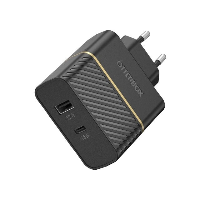 OtterBox Fast Charge Dual Port Premium Wall Charger 30W Black Shimmer