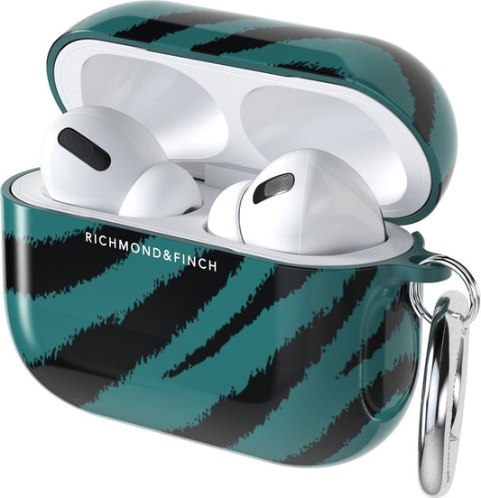 Apple AirPods Pro 1 Hoesje - Richmond & Finch - Freedom Serie - Hard Kunststof Hoesje - Zwart / Groen - Hoesje Geschikt Voor Apple AirPods Pro 1