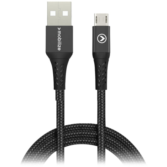 Mobilize Strong Nylon Cable USB to Micro USB 2m. 12W Black