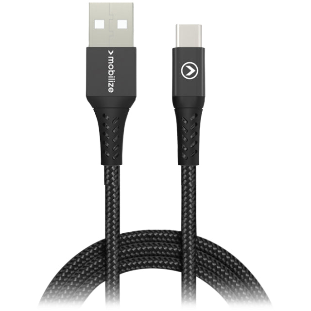 Mobilize Strong Nylon Cable USB to USB-C 2m. 15W Black