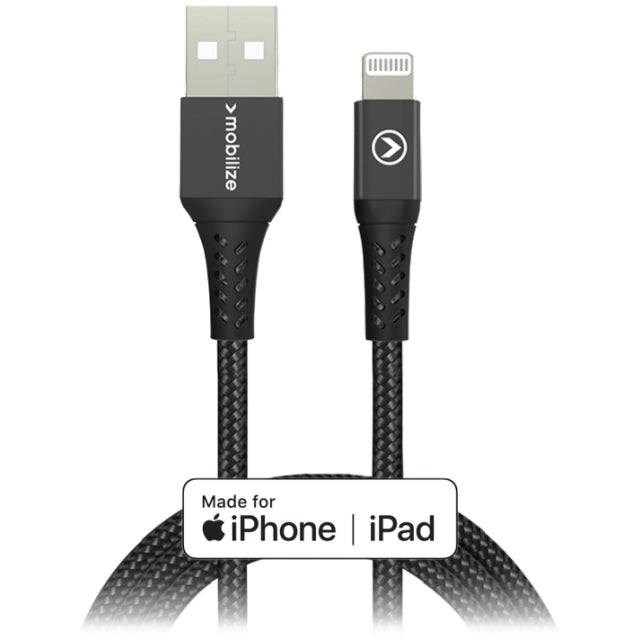 Mobilize Strong Nylon Cable USB to Apple MFi Lightning 1m. 12W Black