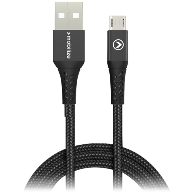 Mobilize Strong Nylon Cable USB to Micro USB 1m. 12W Black