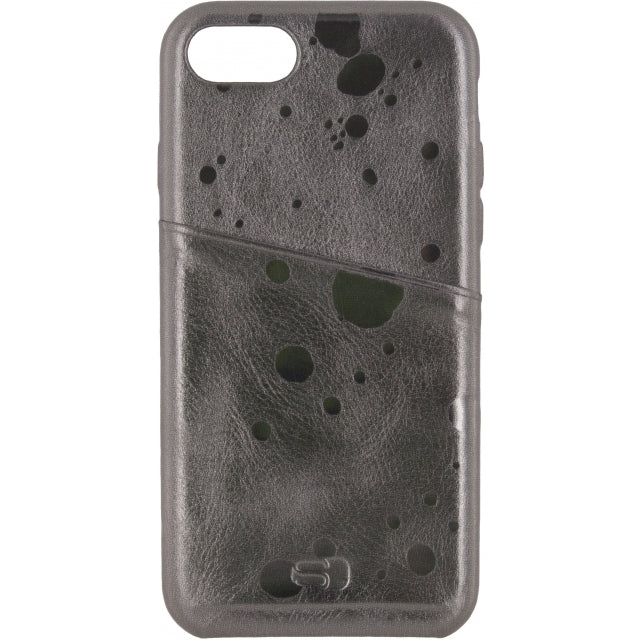 Senza Glam Leather Cover with Card Slot Apple iPhone 7/8/SE (2020/2022) Metallic Grey