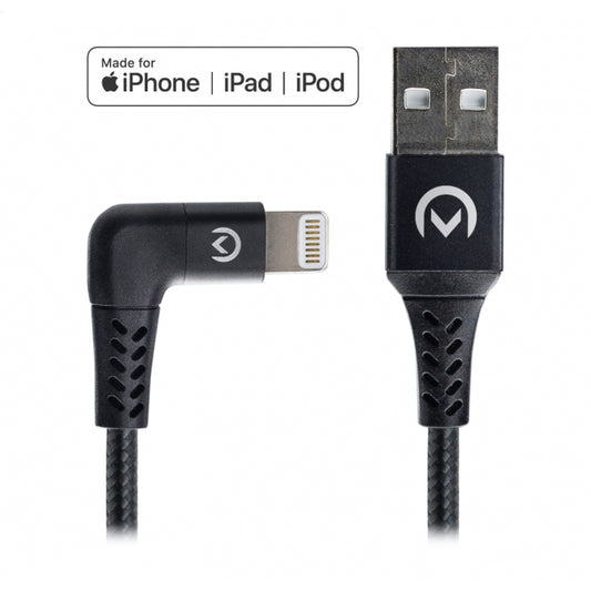 Mobilize Strong Nylon 90° Cable Apple MFi Lightning 1.5m. 12W Black