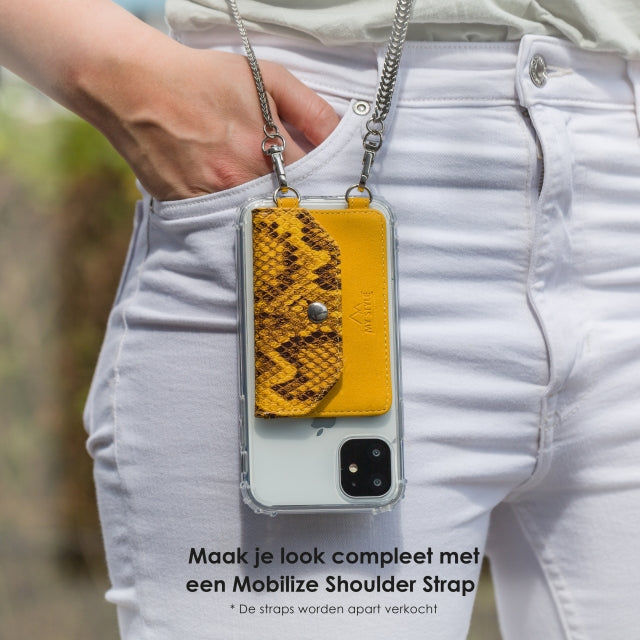 My Style Crossbody Stick-On Phone Pocket with RFID Yellow Snake