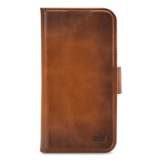Senza Desire Leather Wallet Apple iPhone 14 Burned Cognac