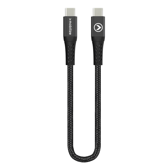 Mobilize Strong Nylon Cable USB-C to USB-C 20cm. 100W Black