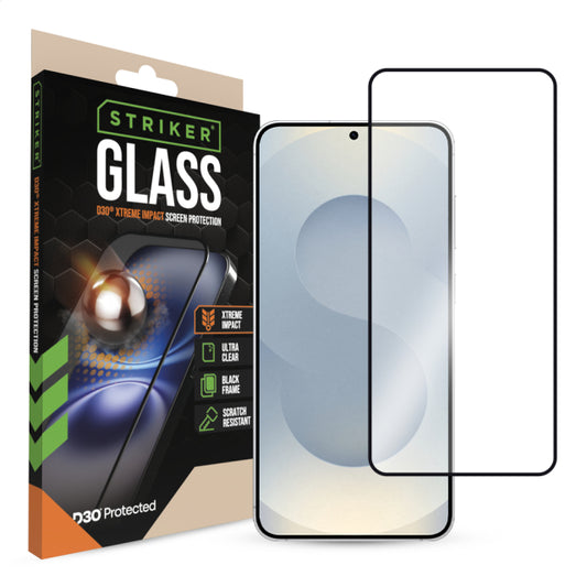 Striker D3O Xtreme Impact Glass Screen Protector - Black Frame - Samsung Galaxy S24+ 5G/S25+ 5G